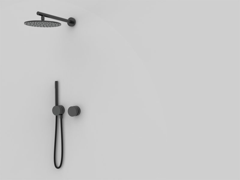 Duschmischer-Set, 2-Wege Schwarz PVD