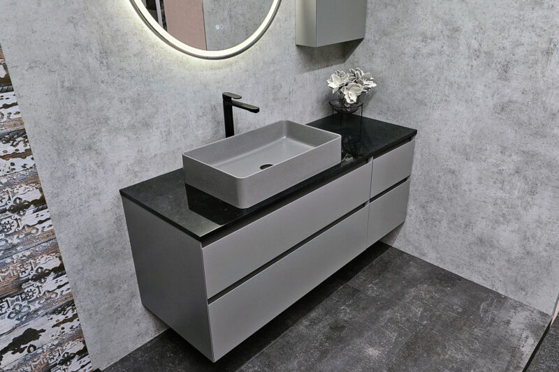 moderne-badmoebel-set-140-cm-grau-anthrazit-waschtisch-badezimmermoebel-ausstellungsstueck-03 Moderne Badmöbel Waschtisch 140 cm + Spiegel + Seitenschrank grau